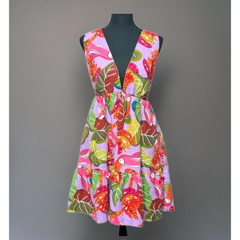 NWOT House of Harlow 1960 multicolor leaf print mini dress. Size S. Ret. $198